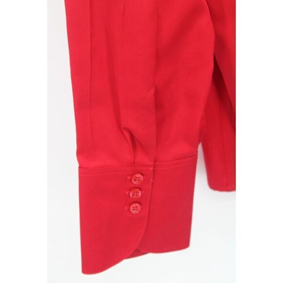 Chicos 1 No Iron S Sateen Tunic Top Button Front Red Stiletto Long Sleeve NEW - Picture 4 of 7